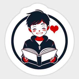 Boy who Loves to Read Red Sticker